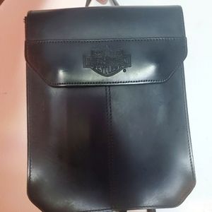 Black leather Harley Davidson backpack purse
